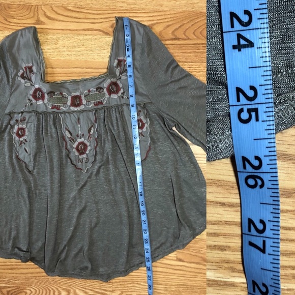 Free People Square Neck Floral Embroidered Boho Blouse - Picture 9 of 10